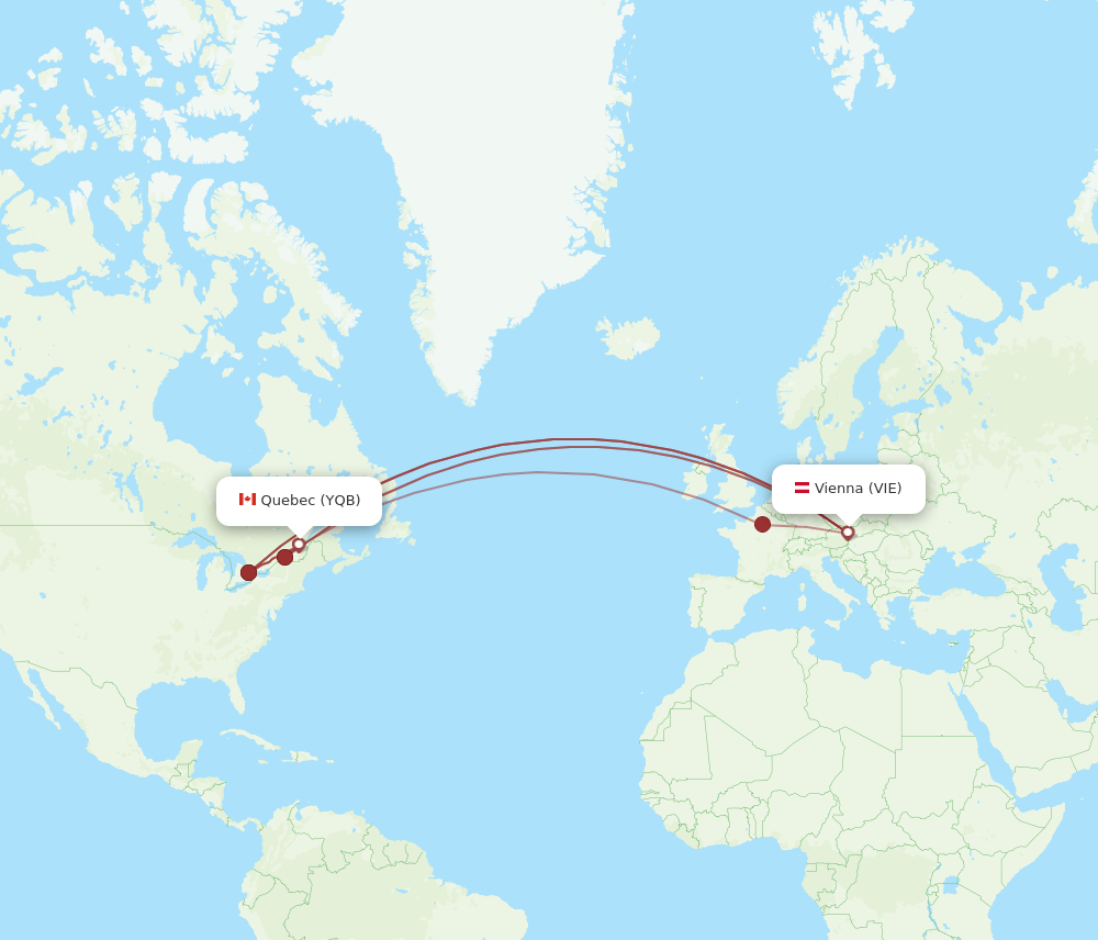 VIE-YQB flight routes