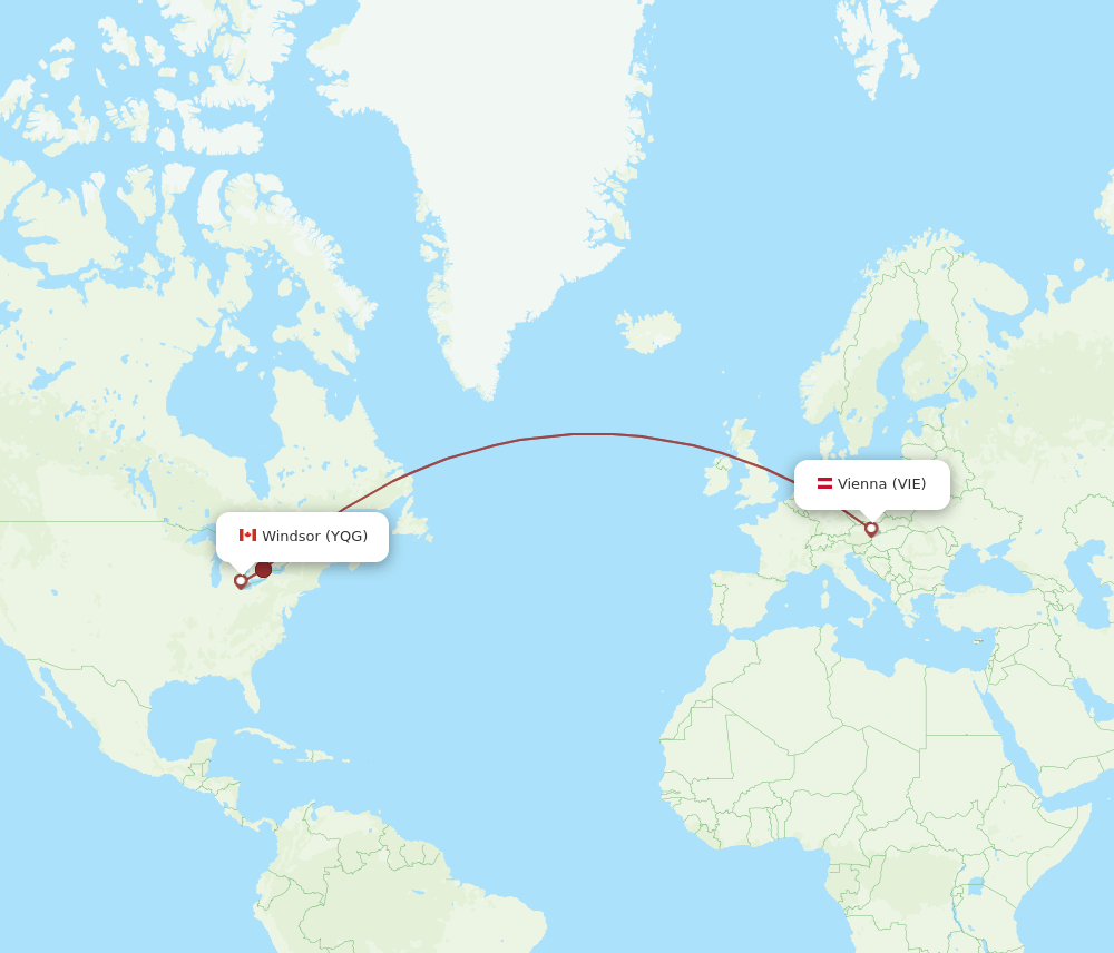 VIE-YQG flight routes