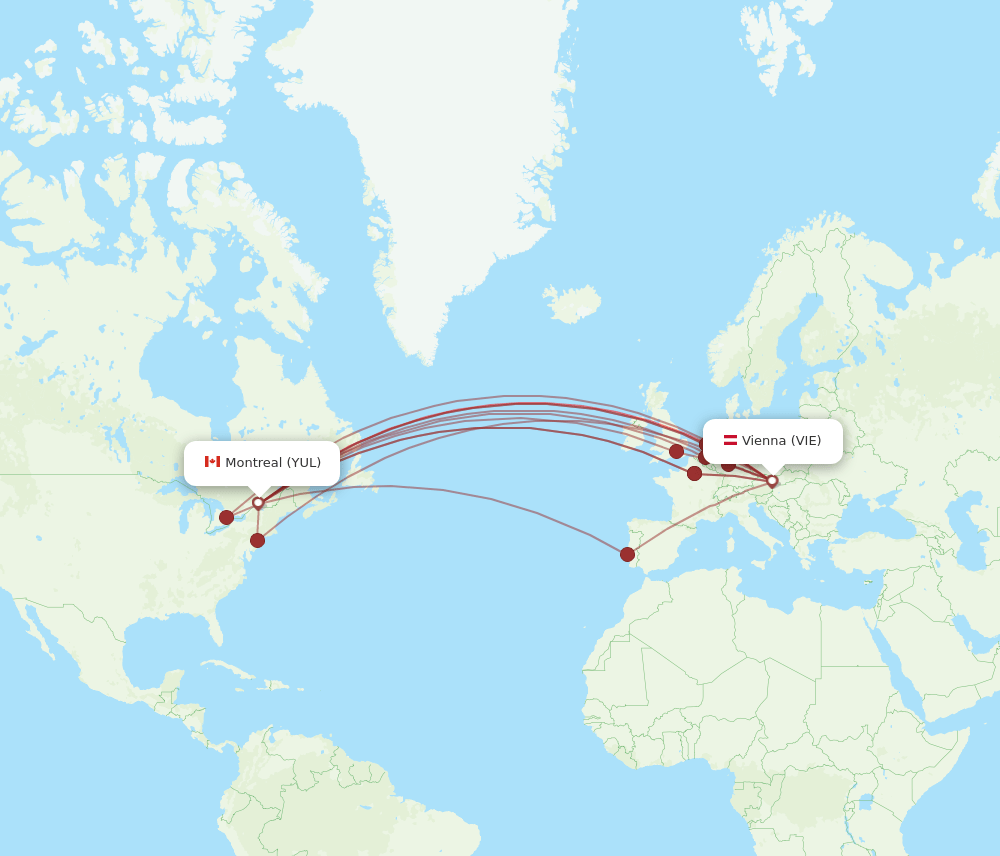 VIE-YUL flight routes