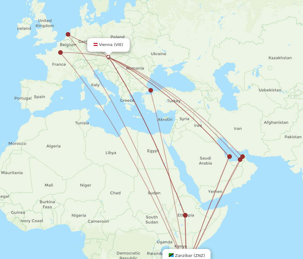 VIE-ZNZ flight routes