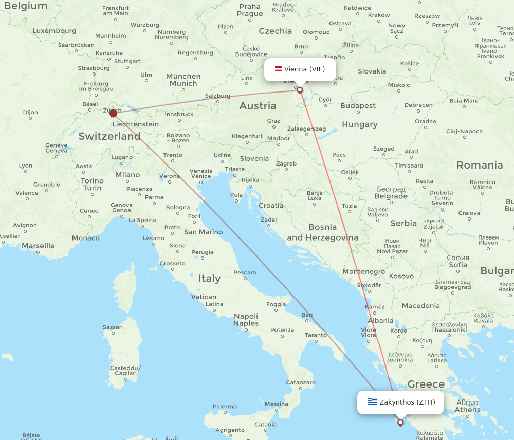 VIE-ZTH flight routes