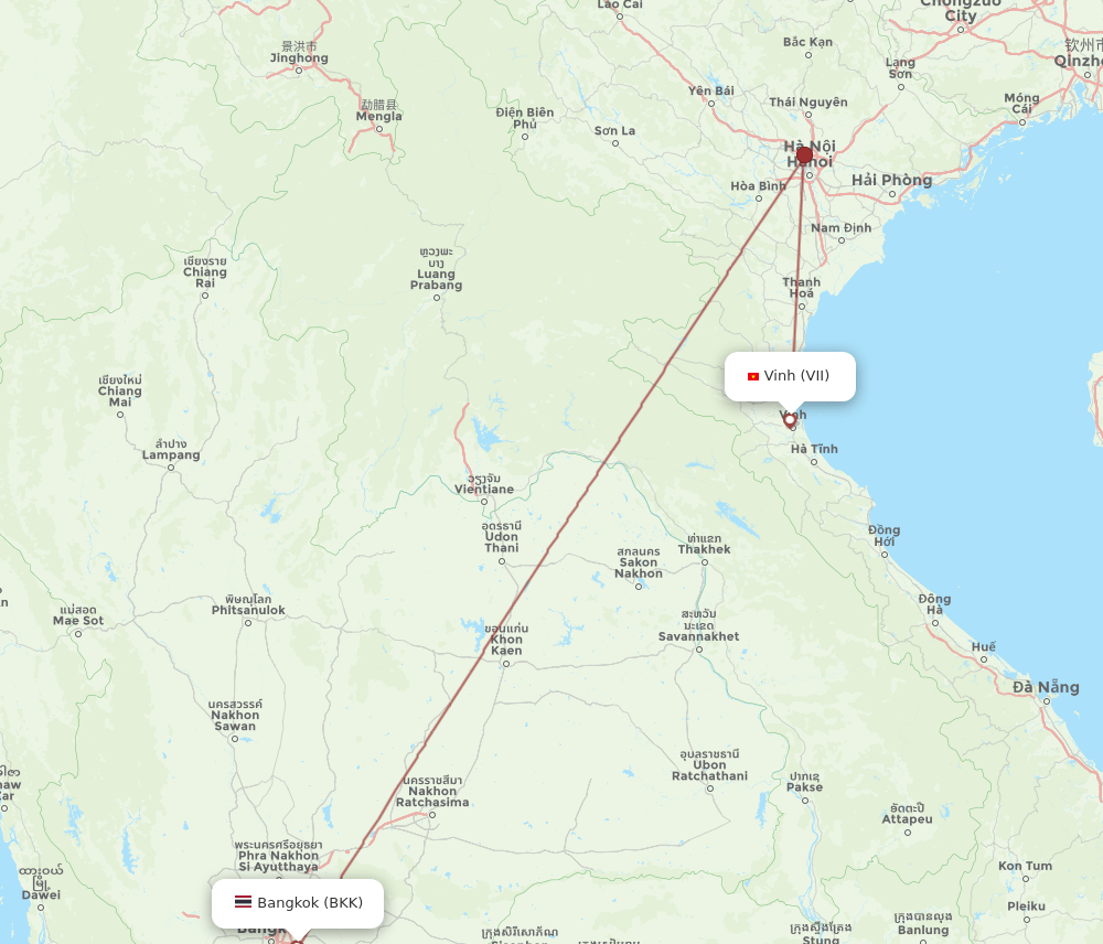 VII to BKK flights and routes map