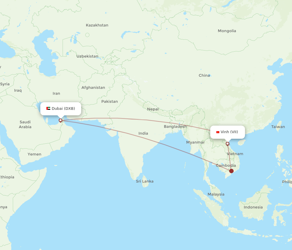 VII-DXB flight routes