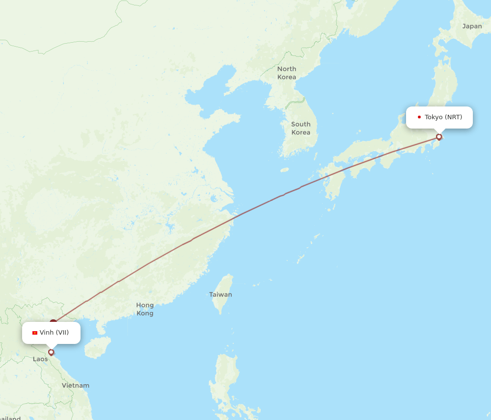 VII to NRT flights and routes map