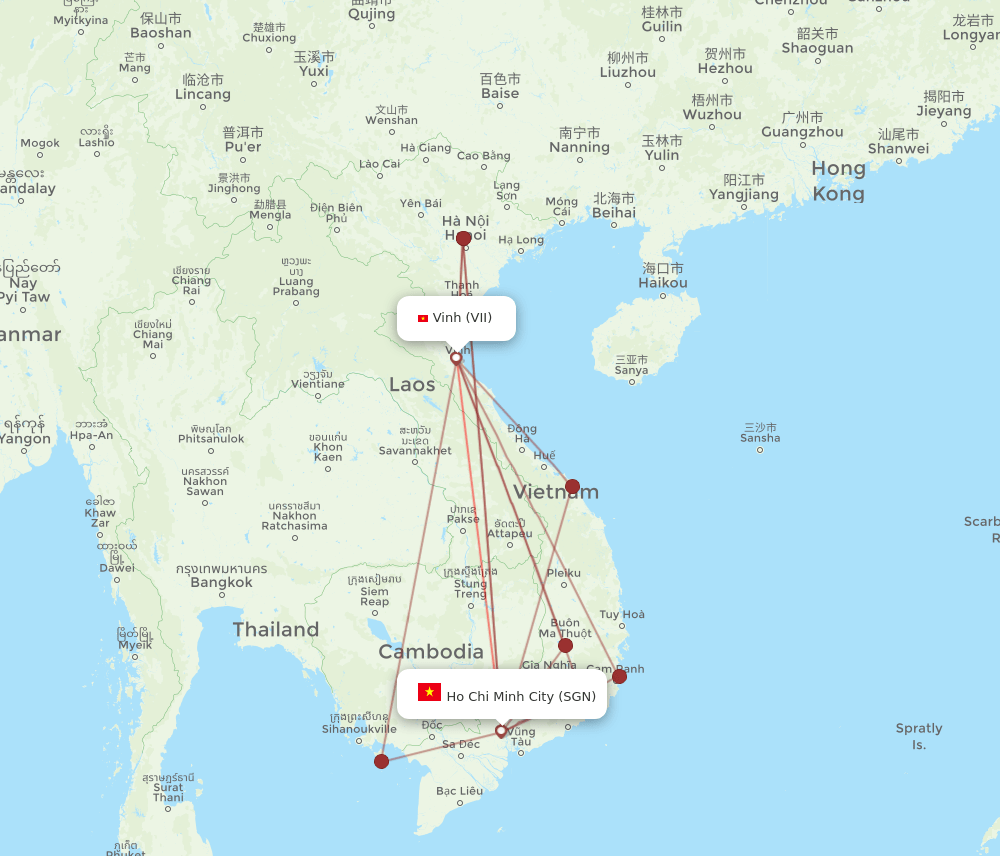 VII to SGN flights and routes map