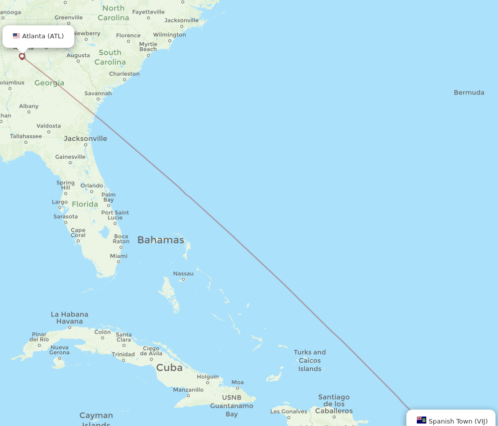 VIJ to ATL flights and routes map