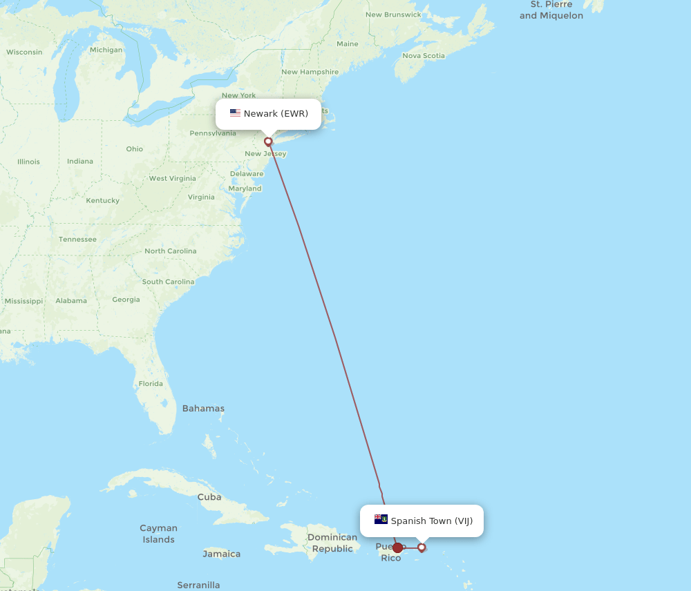 VIJ-EWR flight routes