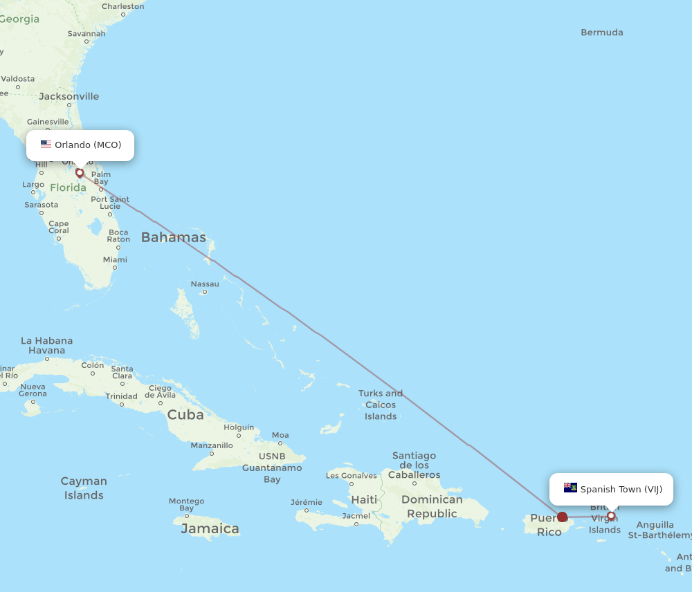 VIJ-MCO flight routes
