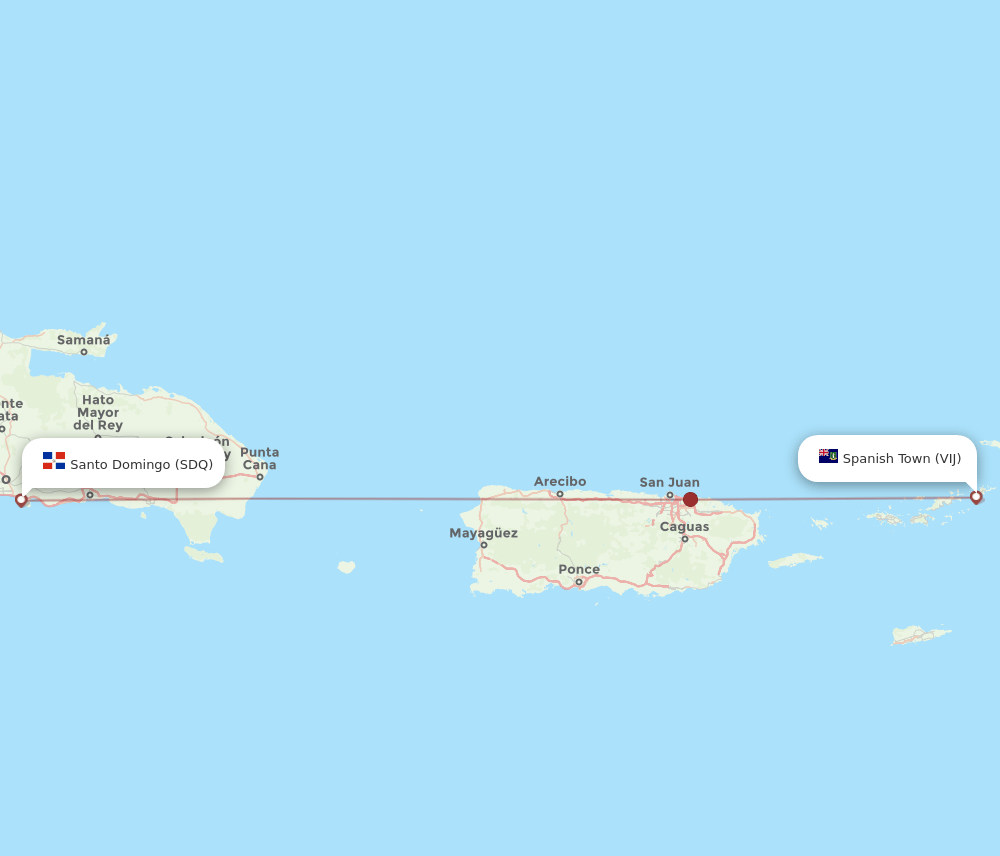 VIJ to SDQ flights and routes map