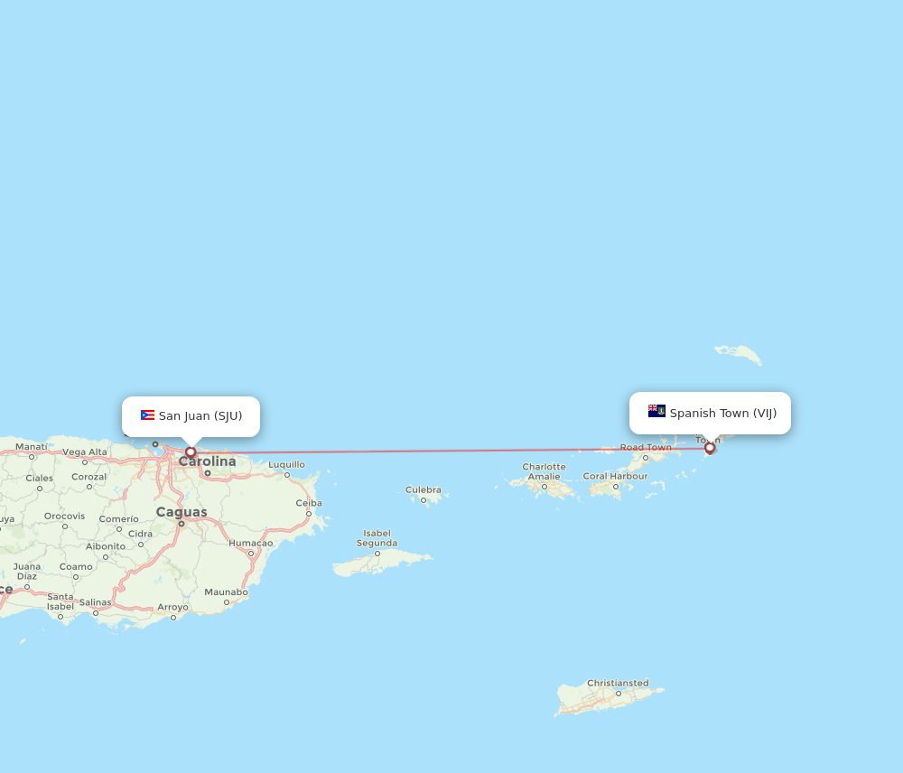 Virgin Gorda - San Juan route map and flight paths