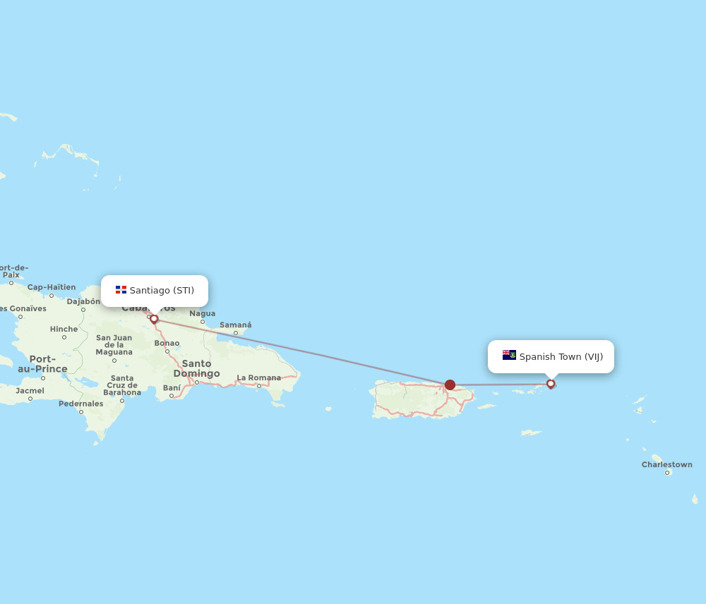 VIJ to STI flights and routes map