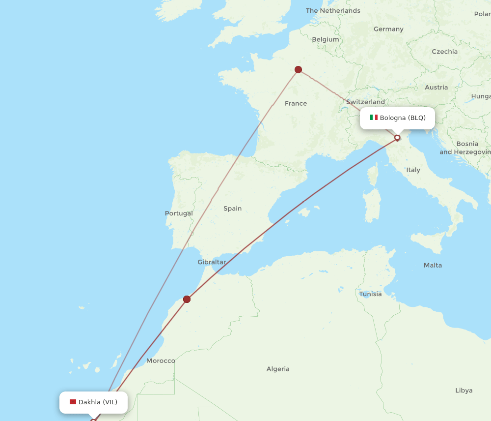 VIL-BLQ flight routes