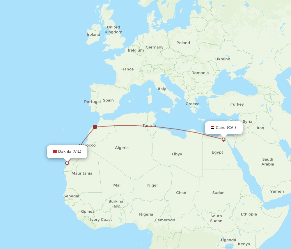 VIL-CAI flight routes