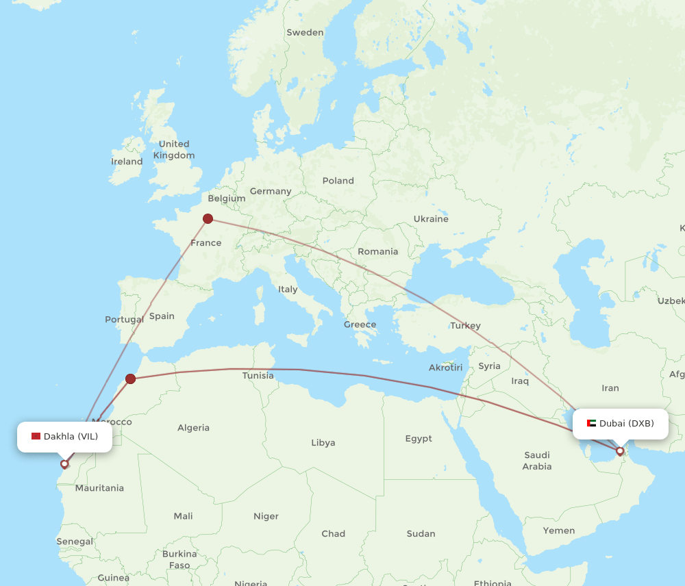 VIL-DXB flight routes