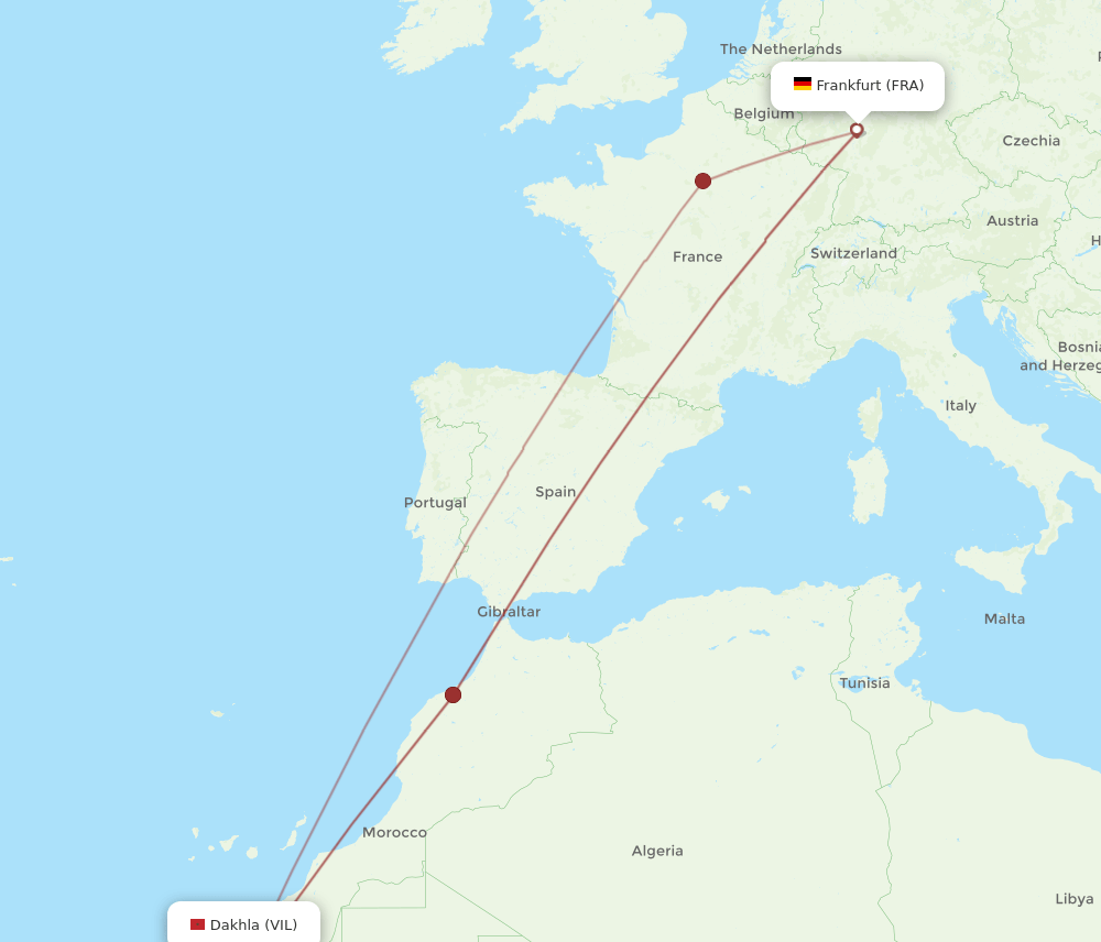 VIL-FRA flight routes