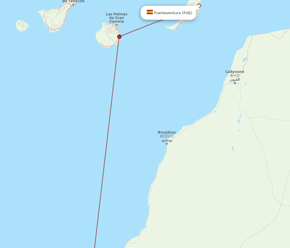 VIL to FUE flights and routes map