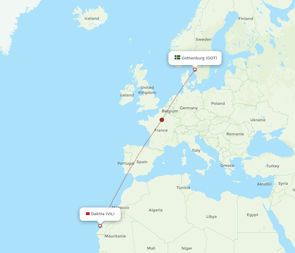 GOT to VIL flights and routes map