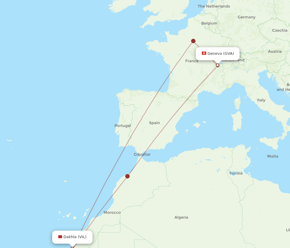 VIL-GVA flight routes
