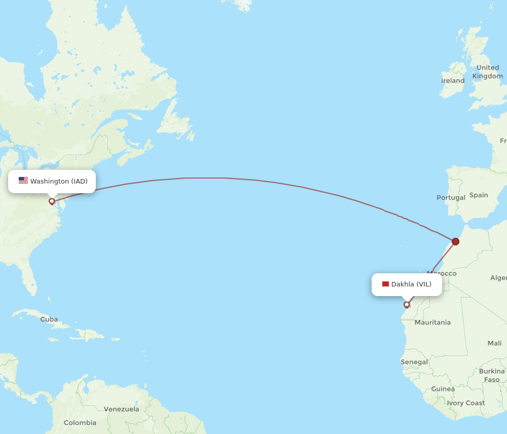 VIL-IAD flight routes