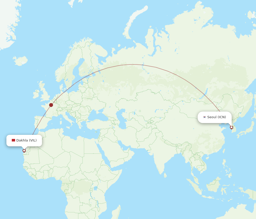 VIL-ICN flight routes