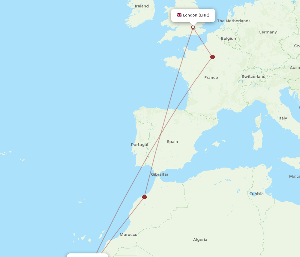 VIL to LHR flights and routes map