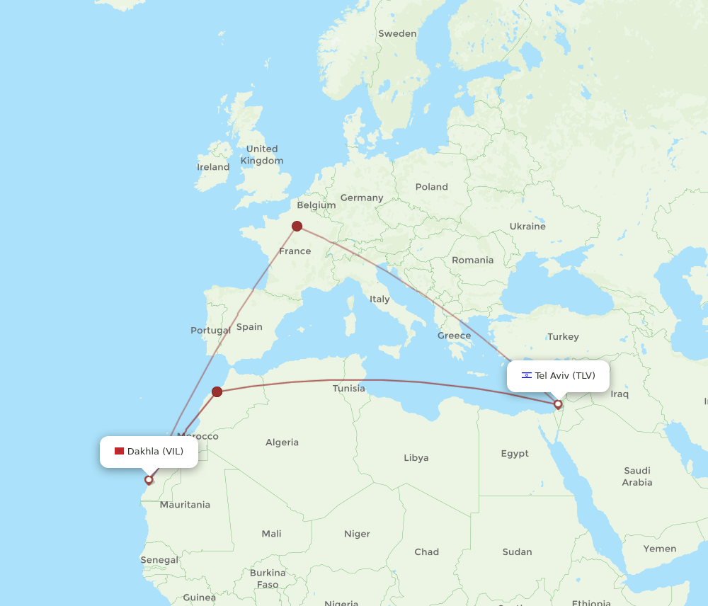 VIL-TLV flight routes