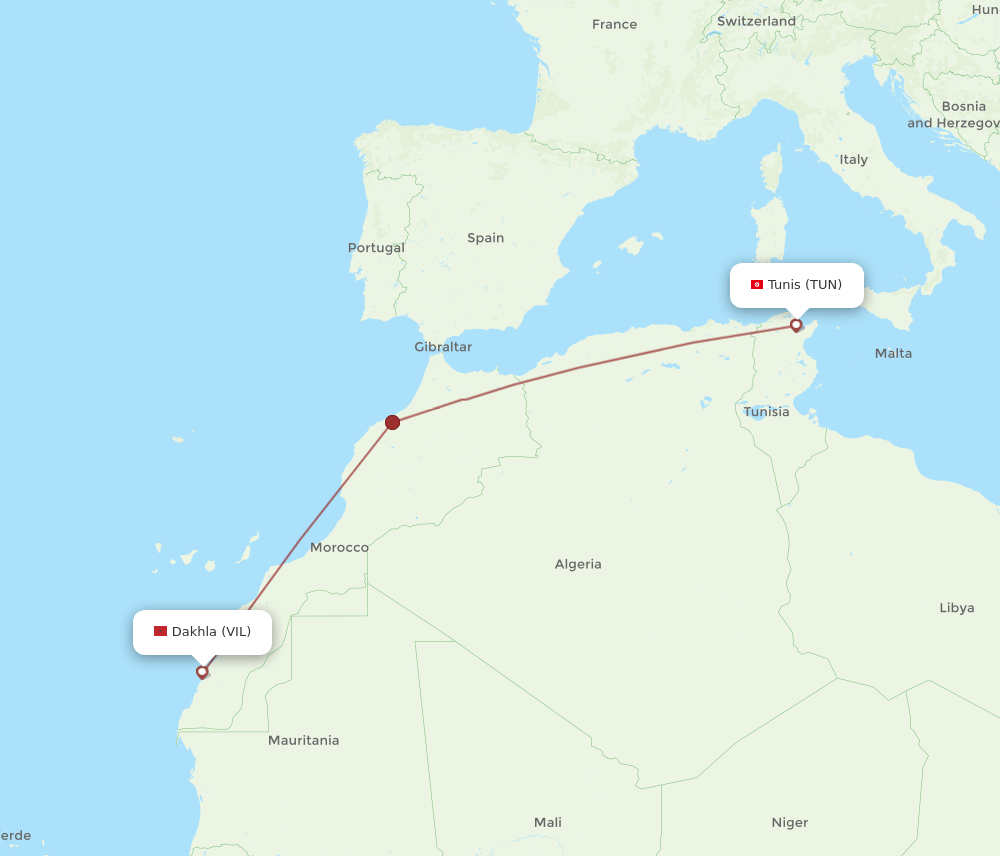 VIL-TUN flight routes