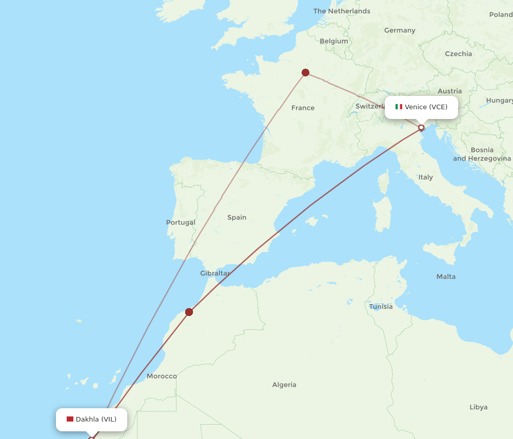 VIL-VCE flight routes