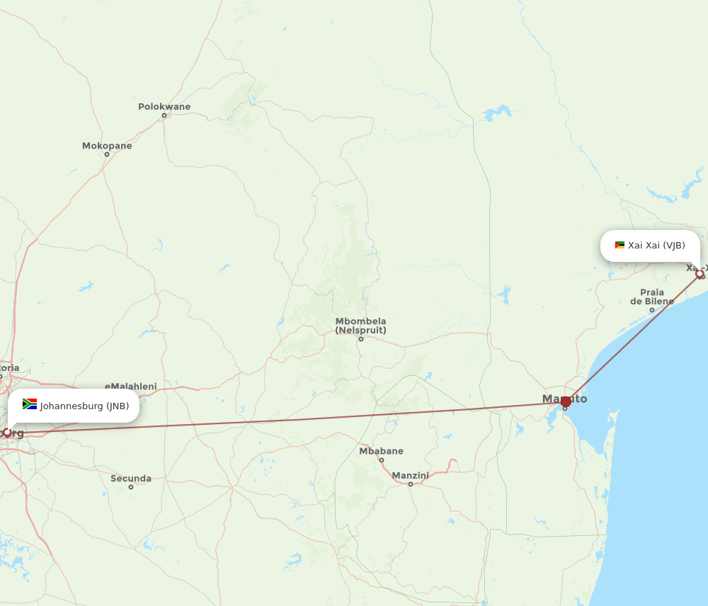 VJB-JNB flight routes