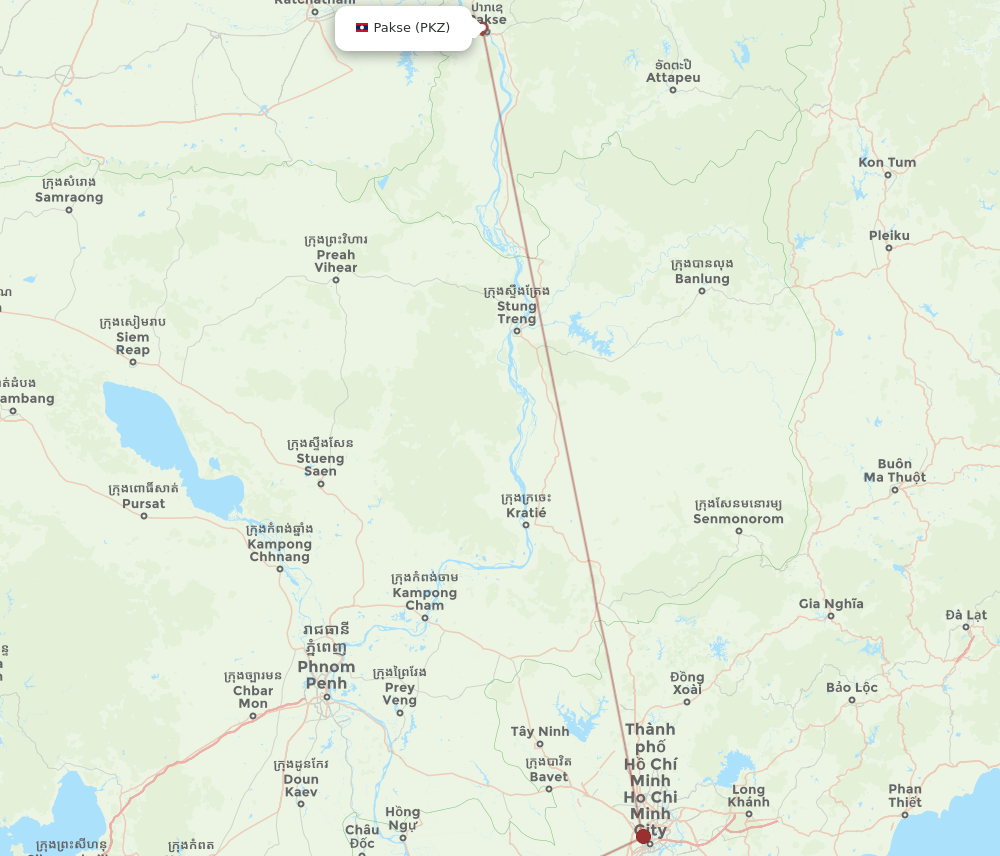 VKG to PKZ flights and routes map