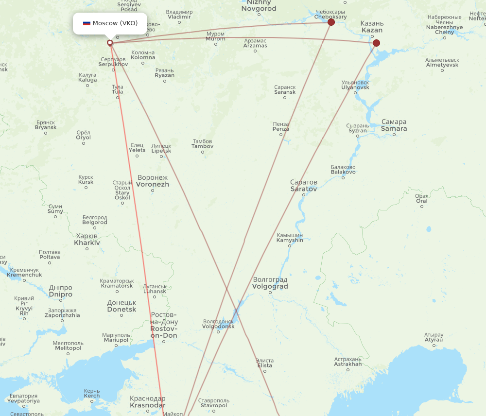 VKO to AER flights and routes map