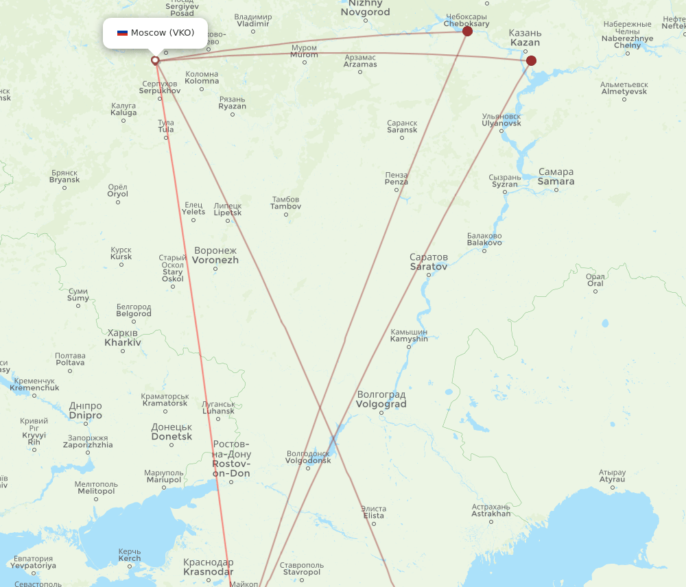 VKO-AER flight routes