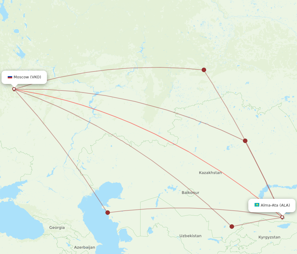 VKO to ALA flights and routes map