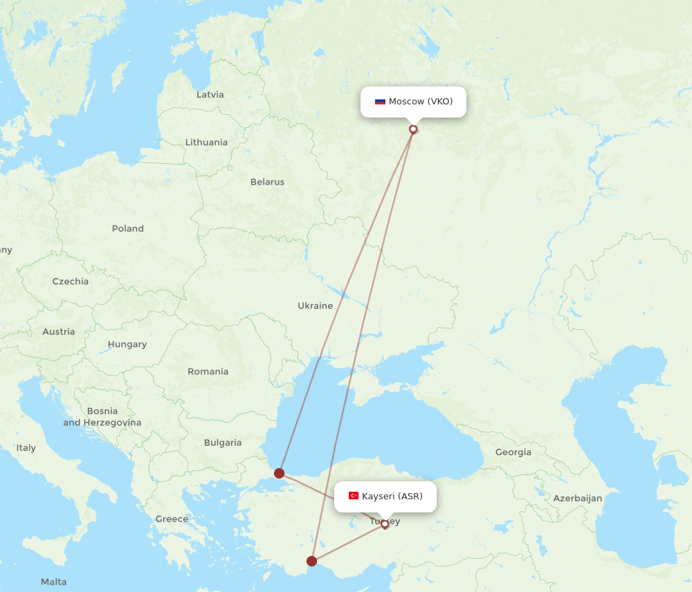 VKO to ASR flights and routes map