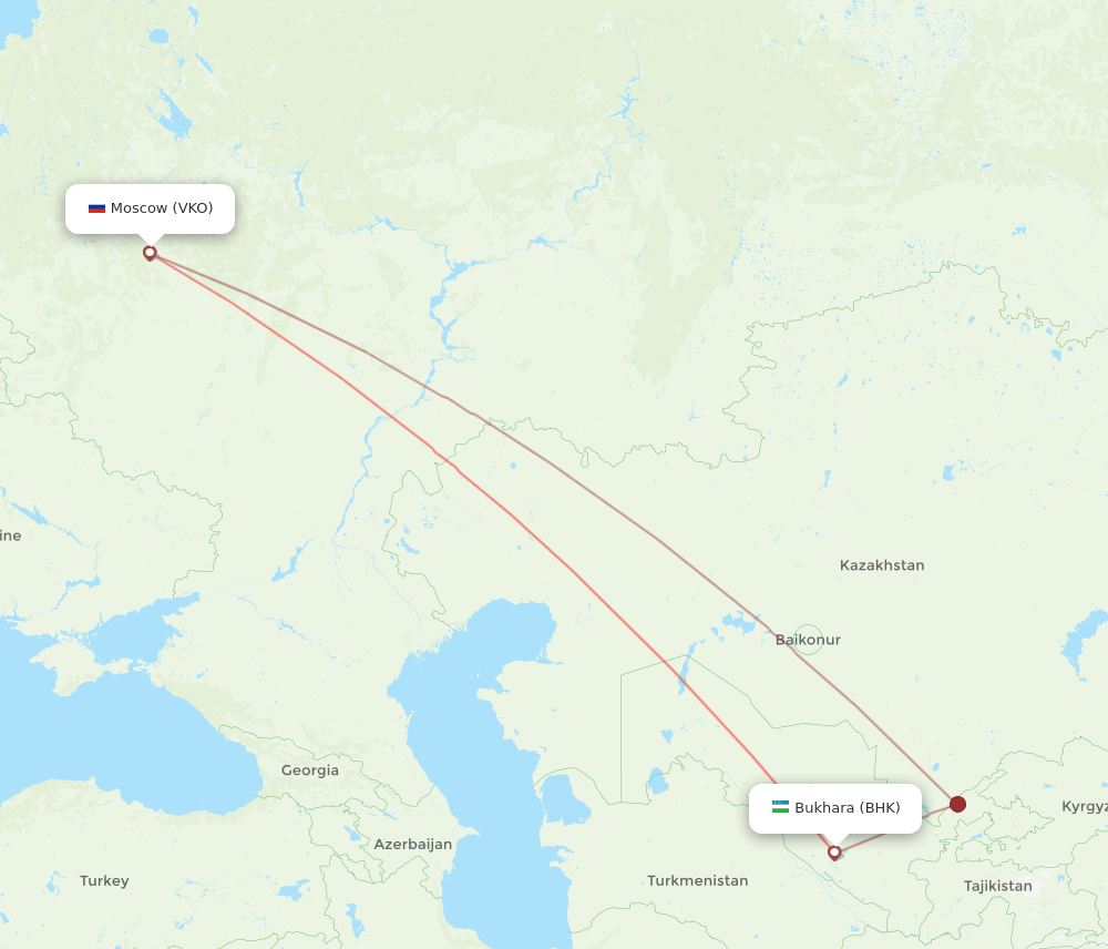 VKO-BHK flight routes