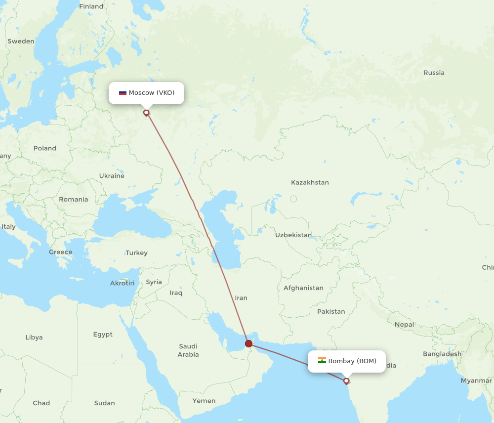VKO-BOM flight routes