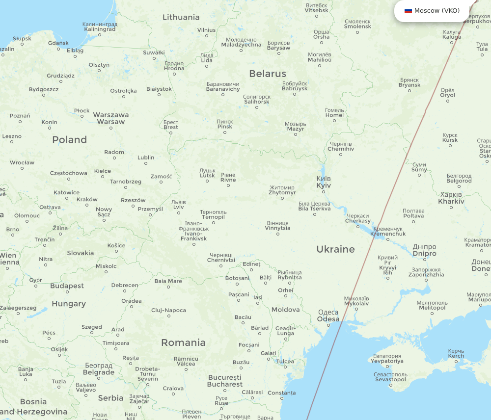 VKO-BRI flight routes