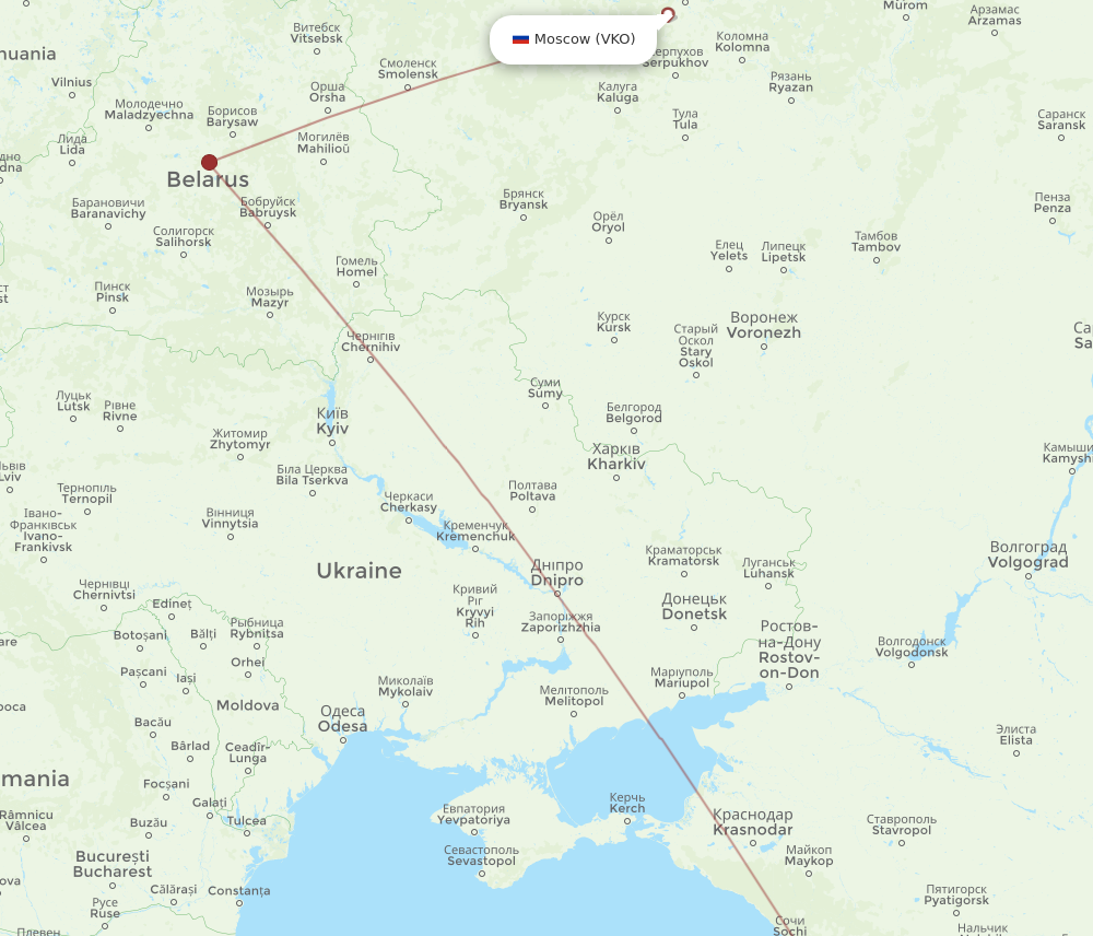 VKO to BUS flights and routes map