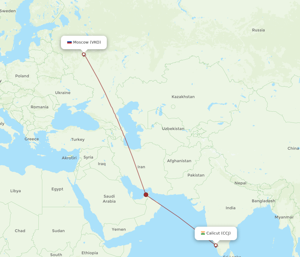 VKO-CCJ flight routes