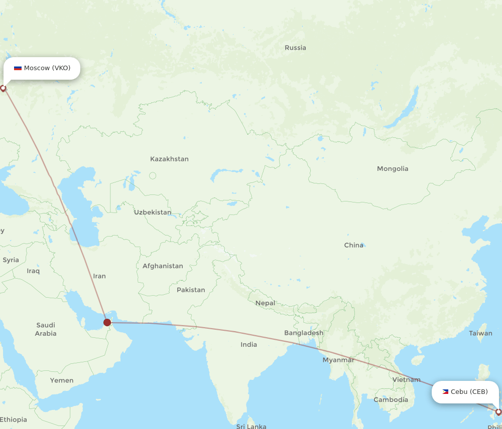 VKO-CEB flight routes