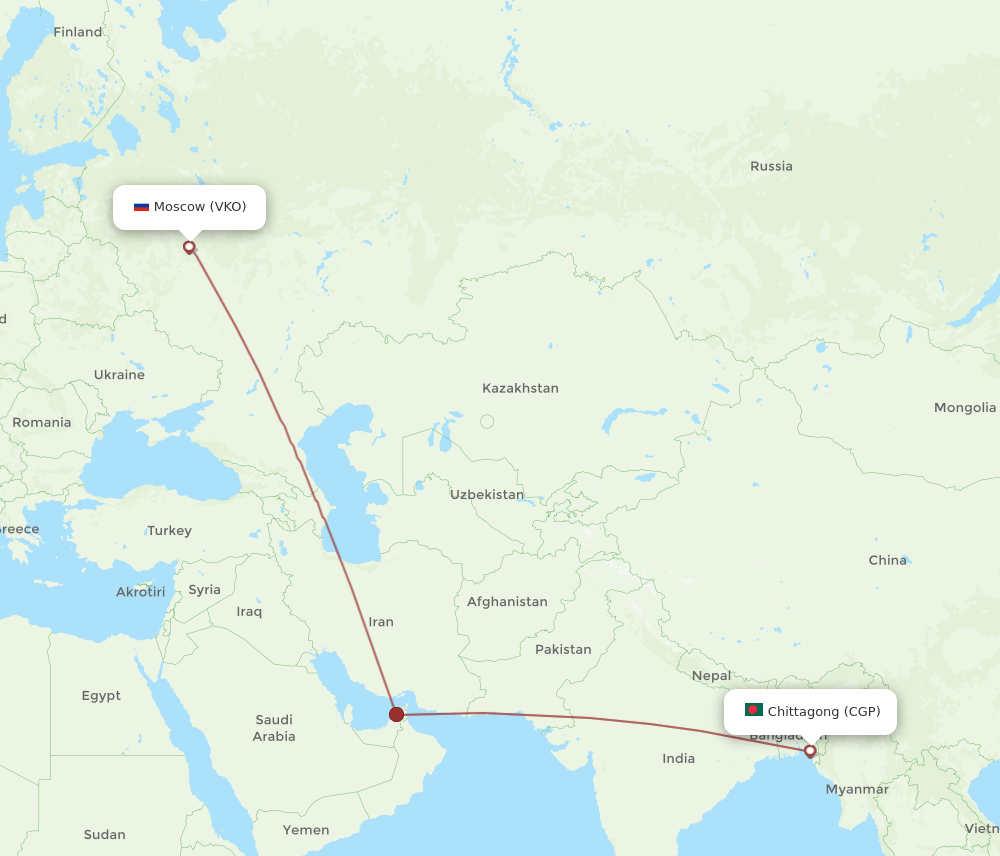 VKO to CGP flights and routes map