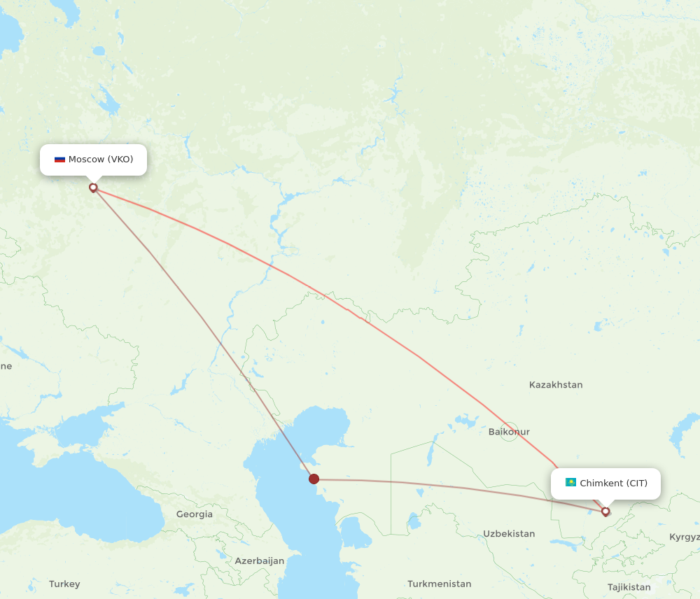 VKO to CIT flights and routes map