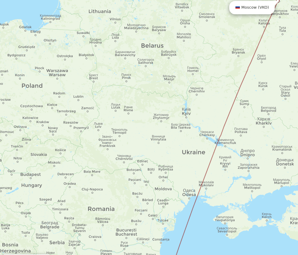 VKO-DBV flight routes