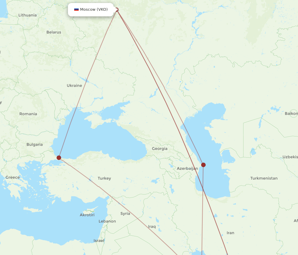 VKO-DMM flight routes