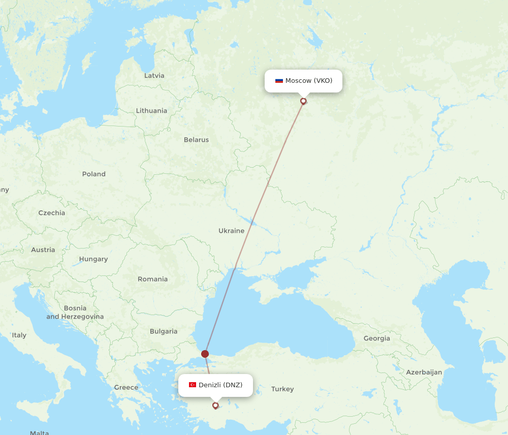 VKO-DNZ flight routes