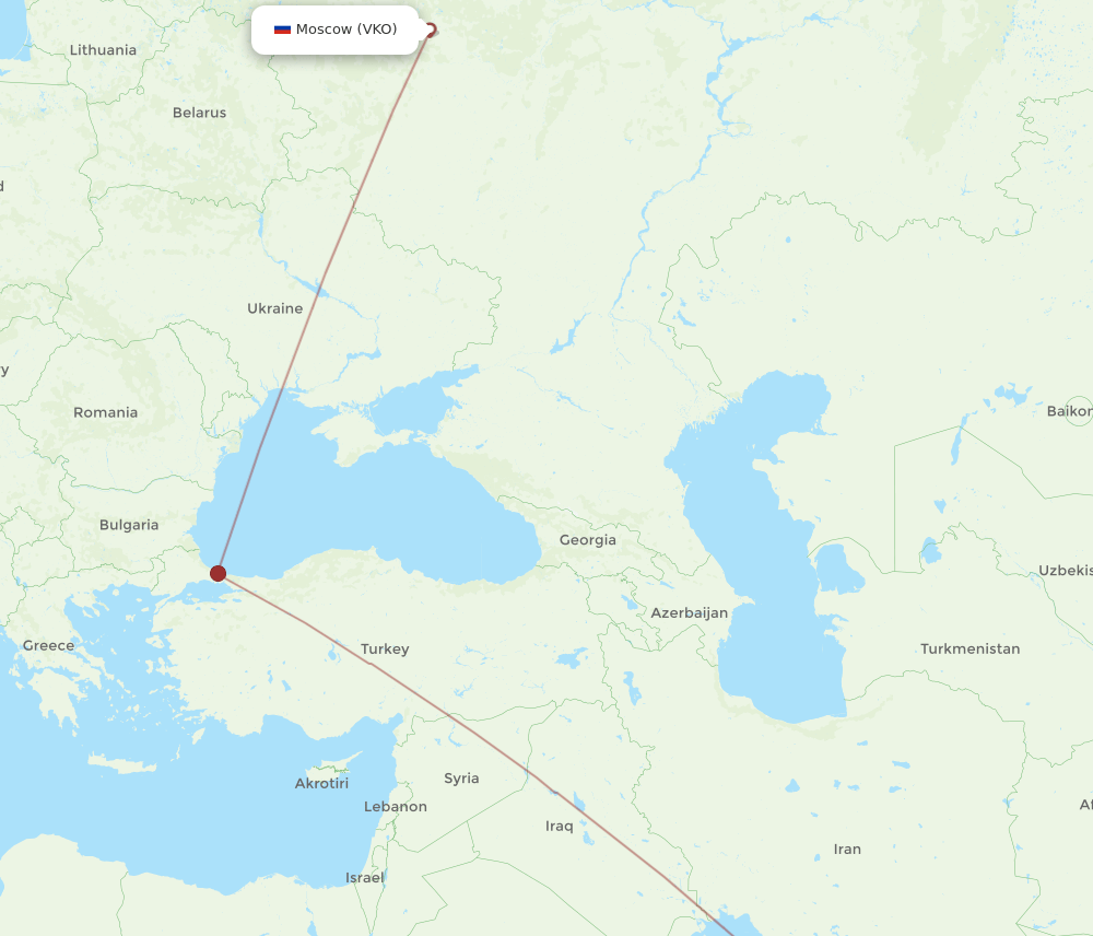 VKO-DWC flight routes