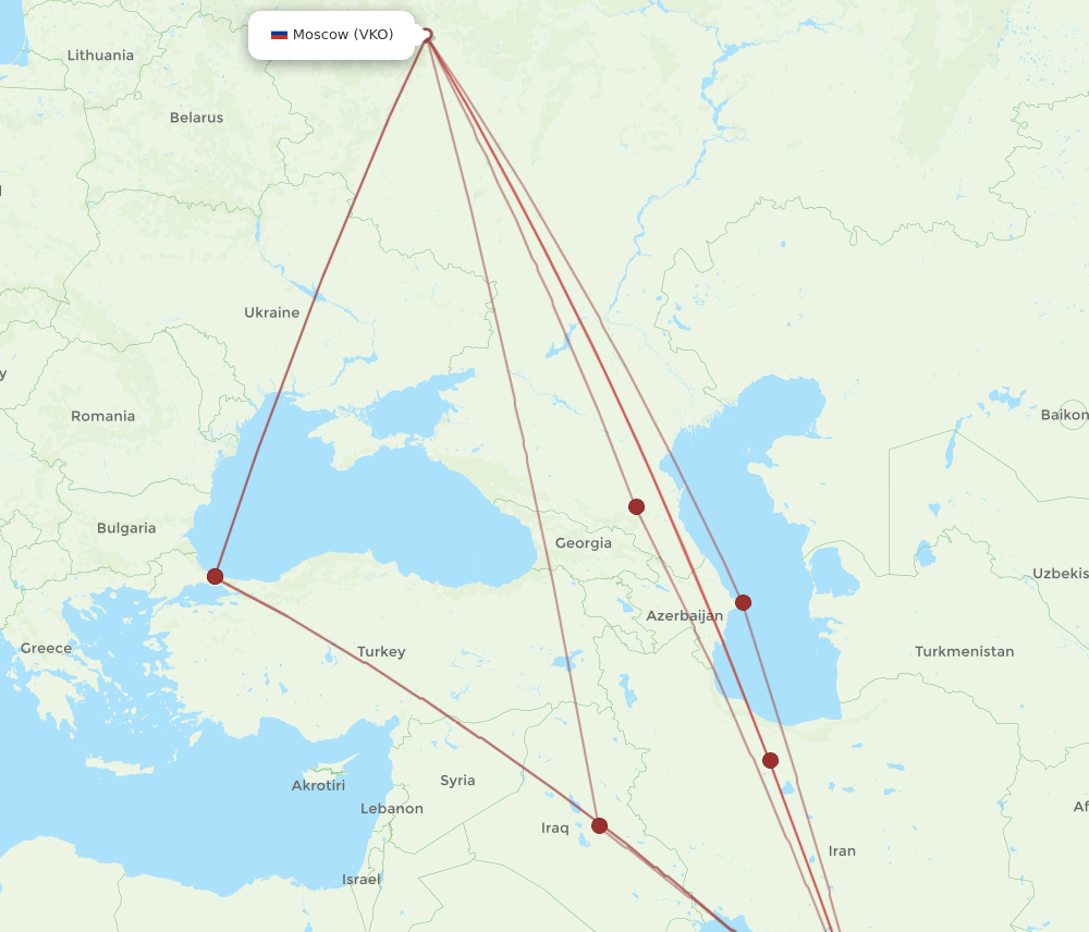 VKO-DXB flight routes