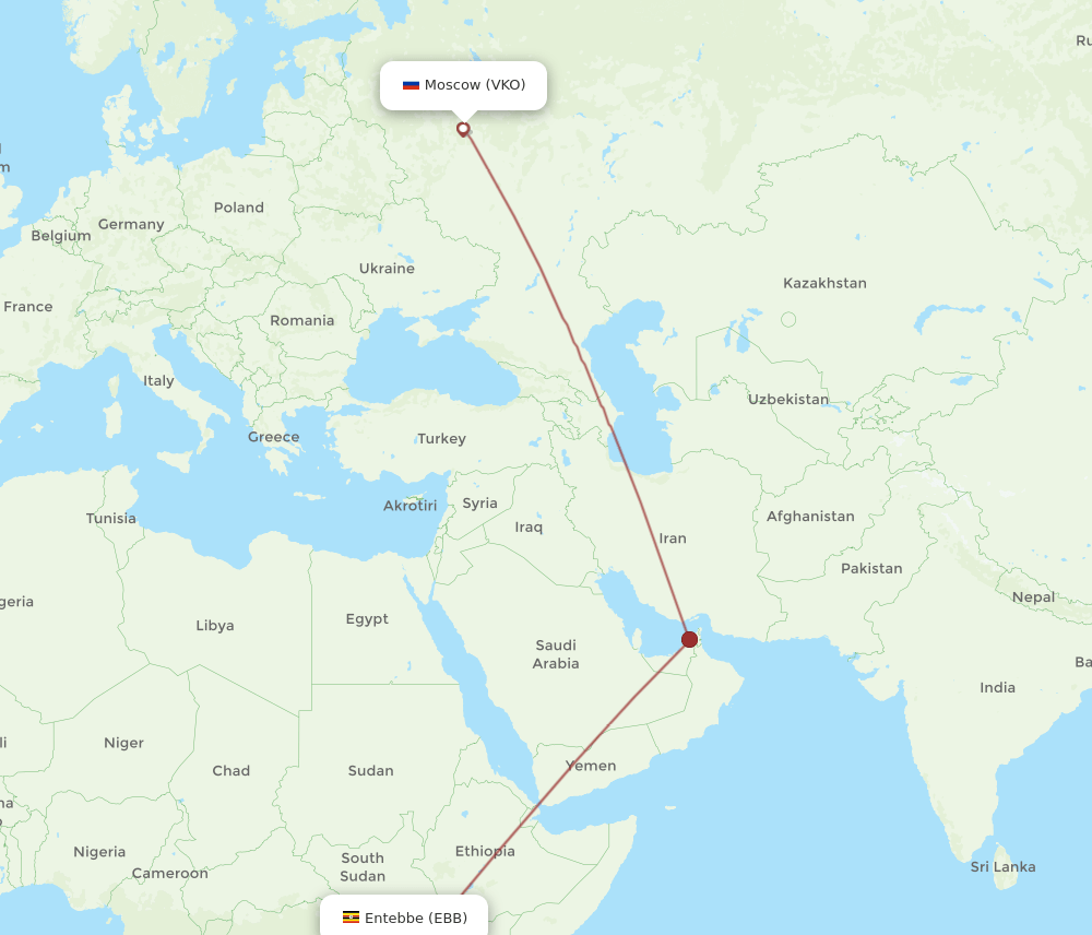 VKO-EBB flight routes