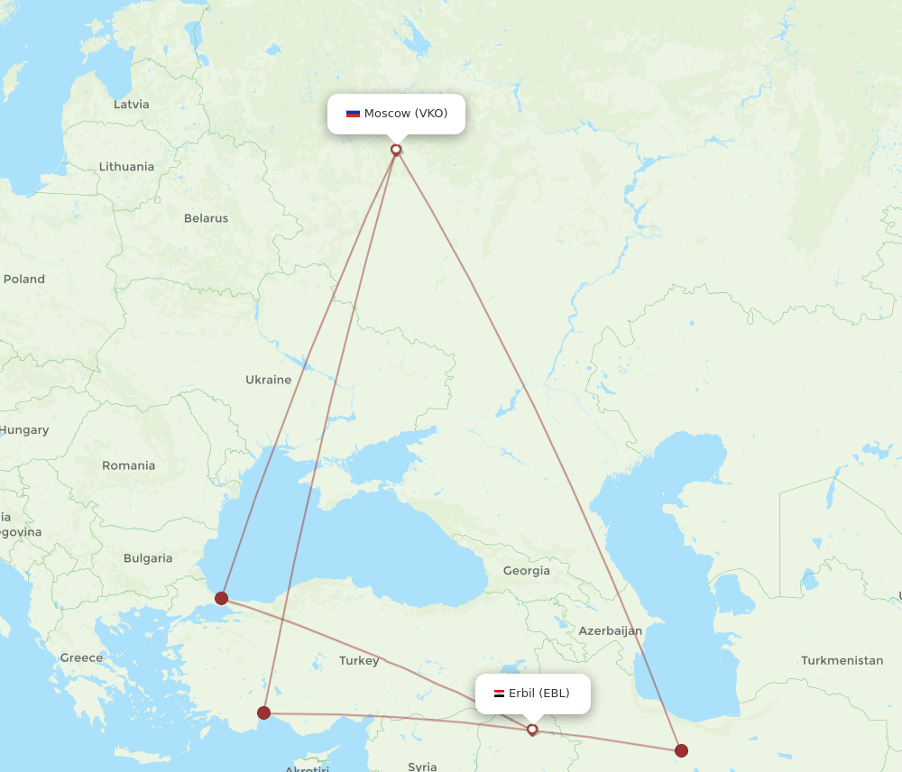 VKO-EBL flight routes