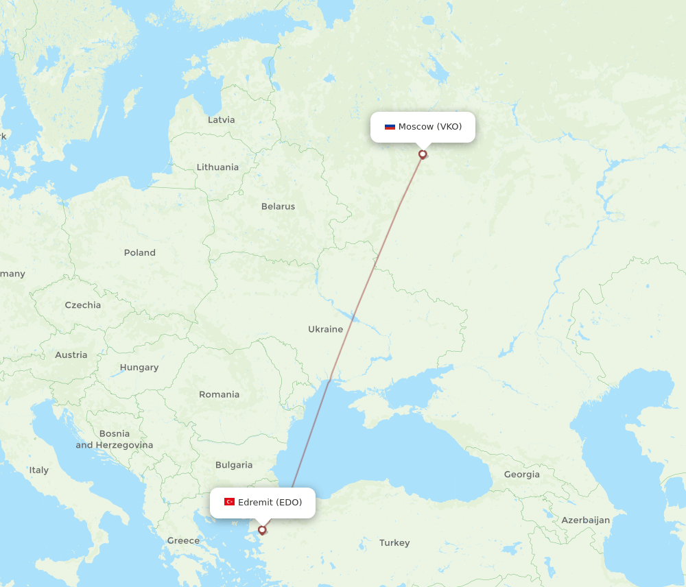 VKO-EDO flight routes